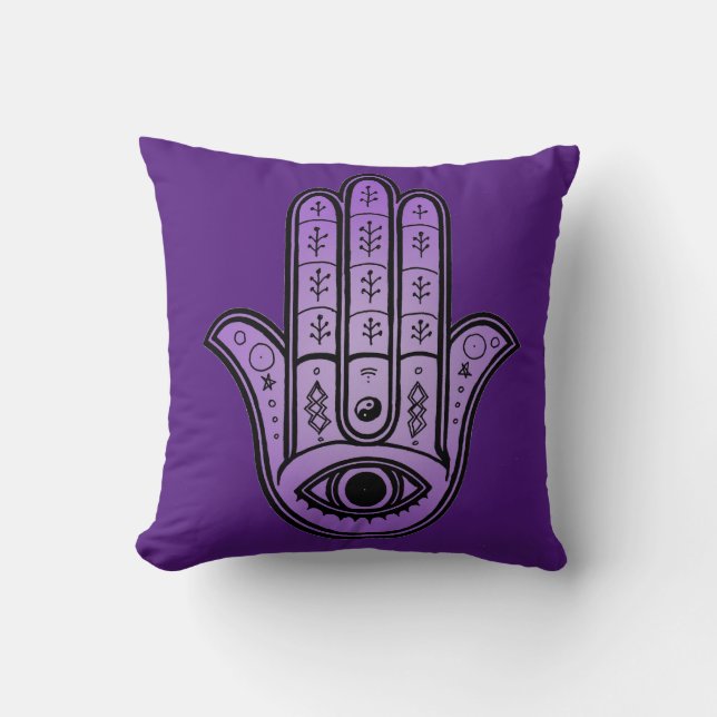 Almofada Design de mão Hamsa no travesseiro decorativo (Frente)