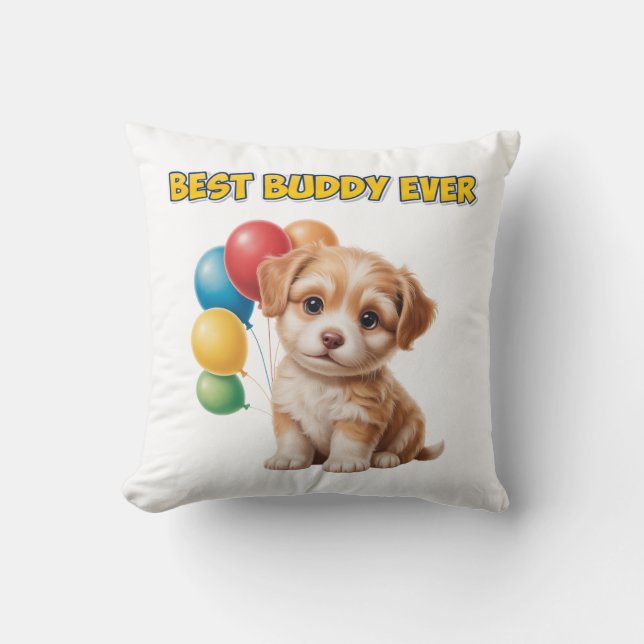 Almofada Design de "Melhor Amigo de Sempre" de Cachorrinho  (Frente)