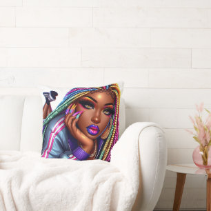 Almofada Design de Mulher Americana Africana Chic Urbana