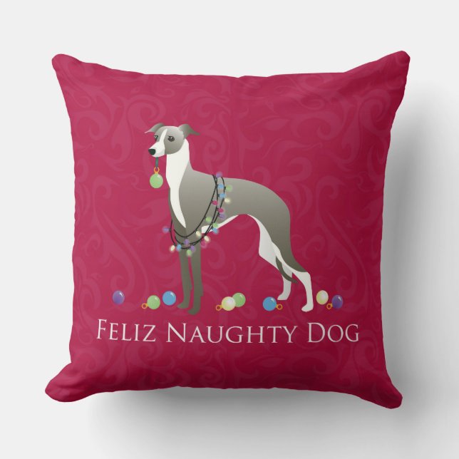 Almofada Design de Natal de Greyhound Italiano (Frente)