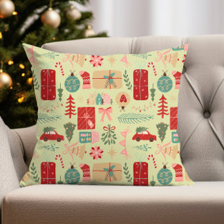 Almofada Design de Natal giro em Preppy Pink e Mint Gree