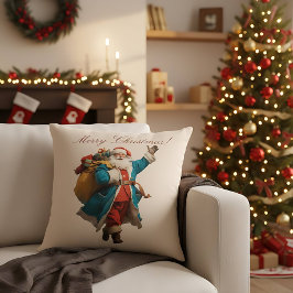 Almofada Design de Natal Personalizado com Papai Noel Vinta