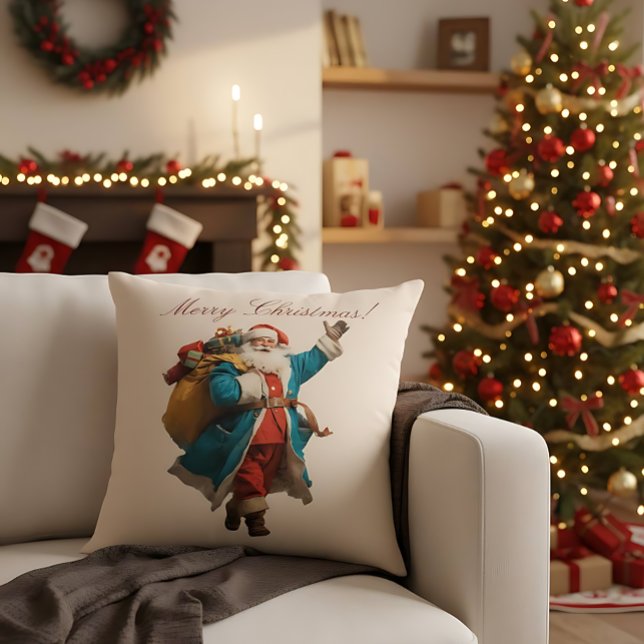 Almofada Design de Natal Personalizado com Papai Noel Vinta (Criador carregado)