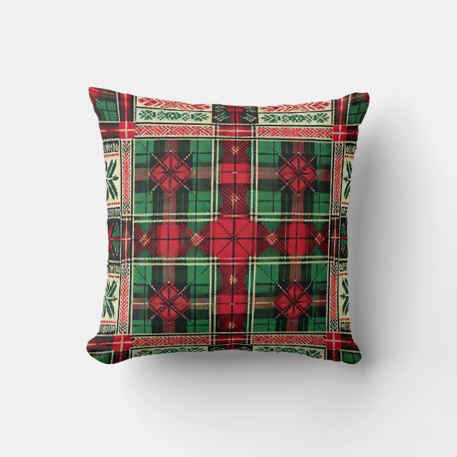 Almofada Design de Natal - Vermelho Clássico e Verde (Frente)