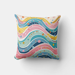 Almofada Design de Onda Arco-Íris Psicodélico Pastel