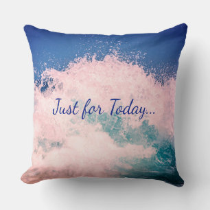 Almofada Design de onda Inspiradora Azul / Branco