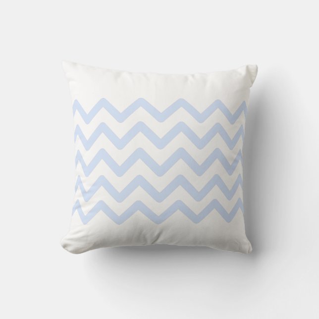 Almofada Design de padrão ziguezague em pastel branco e azu (Frente)