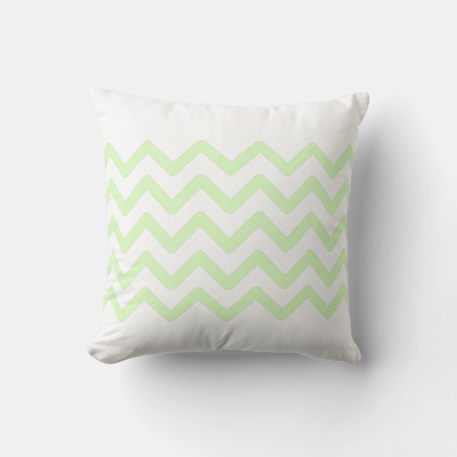 Almofada Design de padrão ziguezague pastel branco e verde  (Frente)