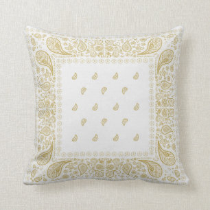 Almofada Design de Pailsey branco e Dourado