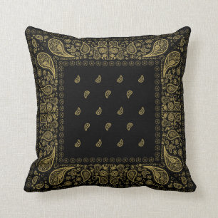 Almofada Design de Paisley Preto e Dourado