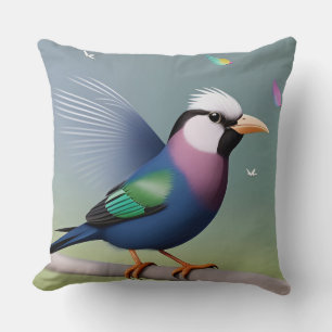 Almofada Design de Pássaro Colorido Exótico – Inspirado no