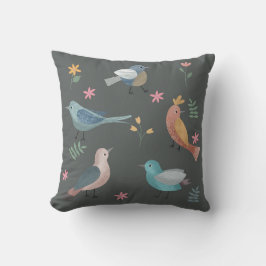 Almofada design de pássaros Bonito e flores
