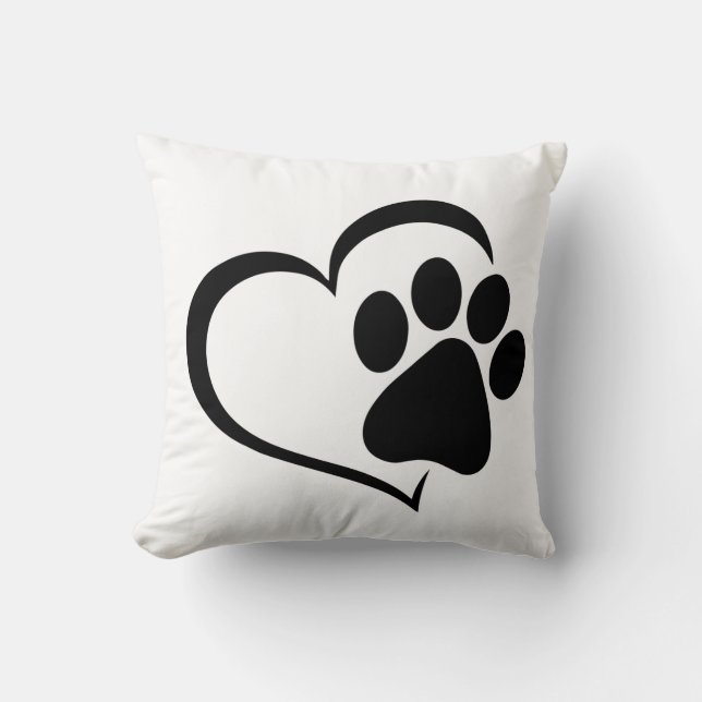 Almofada Design de PawPrint e Heart (Frente)