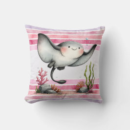 Almofada Design de Praia Infantil de Raia Cute Subaquática