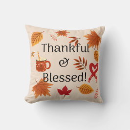 Almofada Design de queda agradecida e abençoada