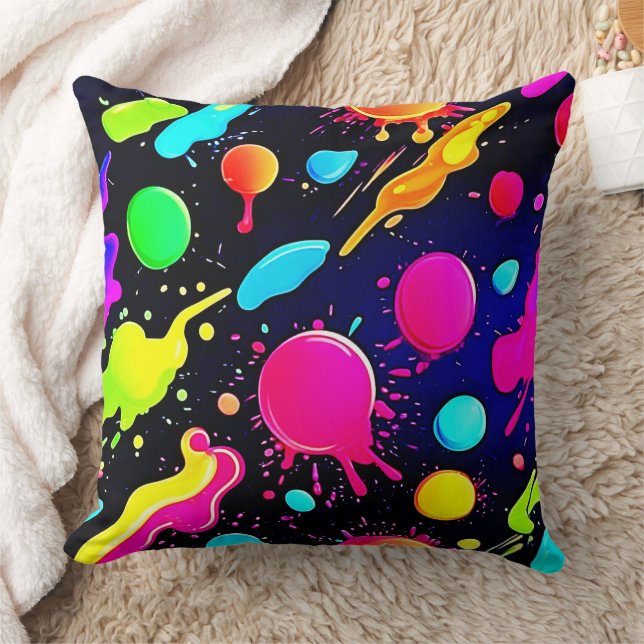 Almofada Design de respingo de tinta neon (Cobertor)