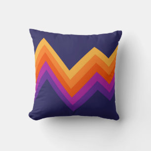 Almofada Design de roxo, laranja e retro-zigue amarelo