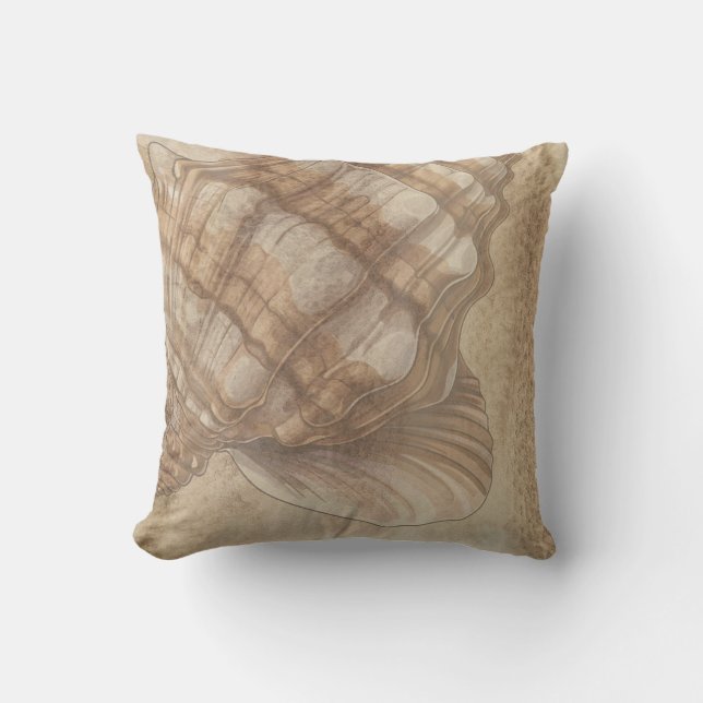 Almofada Design de Seashell Costeiro, Tema de Praia da Sand (Frente)