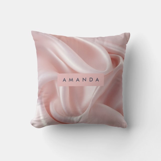 Almofada Design de Seda Rosa Bege Elegante Personalizado (Frente)