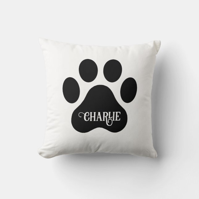 Almofada Design de Silhueta de Nome de Pata de Cachorro (Frente)