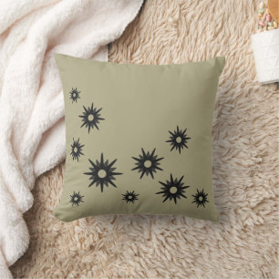 Almofada Design de Starburst Verde e Preto Sage