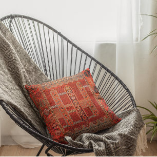Almofada Design de tapete oriental em laranjas brilhantes