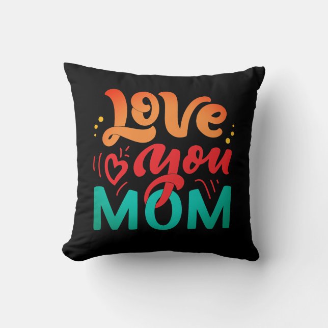 Almofada Design de Texto Bonito Te Ama Mãe Para Dia de as m (Frente)