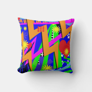 Almofada Design de Throwback de Explosão Neon Selvagem