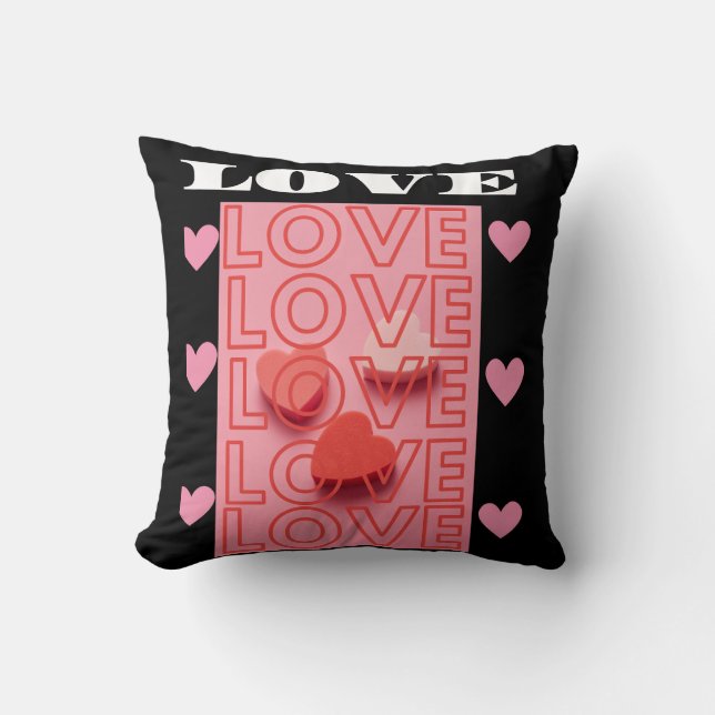 Almofada Design de Tipografia Romântica Love Hearts (Frente)