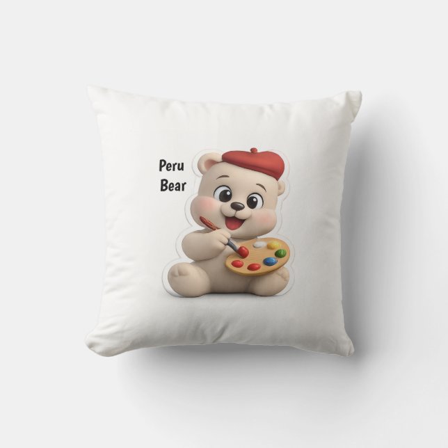 Almofada Design de Urso de Pelúcia Adorável e Fofo (Frente)