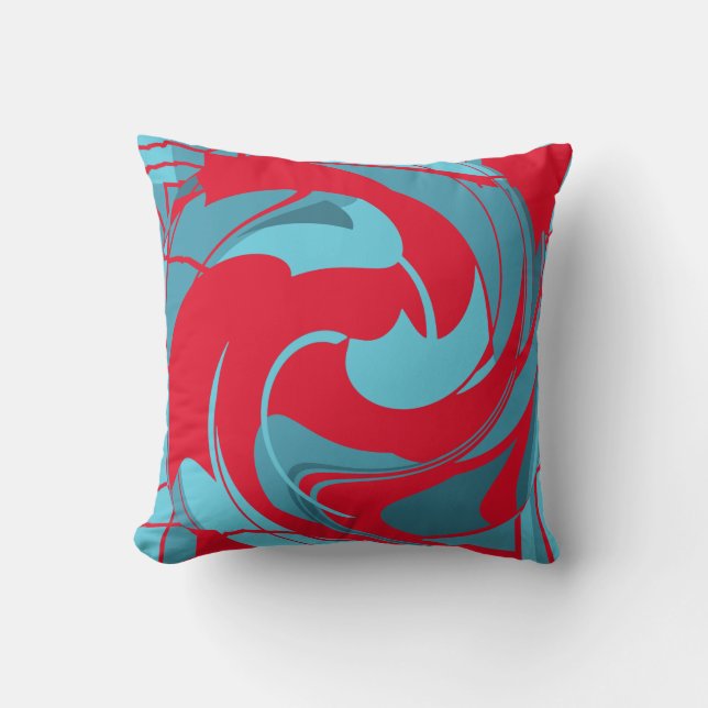 Almofada Design de ventoinha Abstrato de turquesa vermelha (Frente)