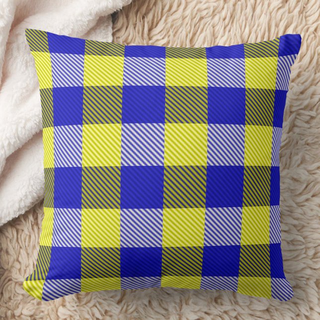 Almofada Design de Verificação de Gingham Amarelo Azul (Criador carregado)