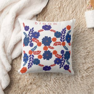 Almofada design de vetor de flores azuis simples