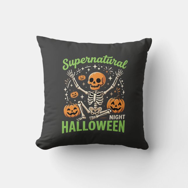 Almofada Design de Vetor de Halloween de Esqueleto Supernat (Frente)