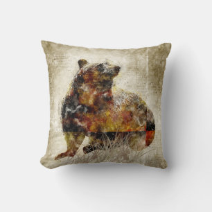 Almofada Design de Vintage Russo do Urso Marrom