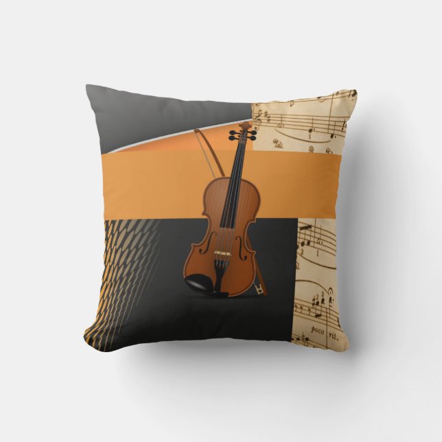 Almofada Design de violino abstrato musical (Frente)