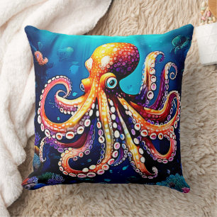 Almofada Design de Visualização de Octopus Colorida
