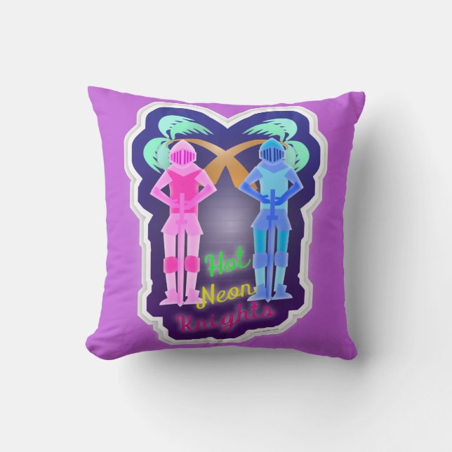 Almofada Design Divertido de Cavalheiros Neon Quentes (Frente)