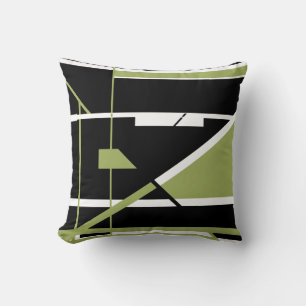 Almofada Design do abstrato geométrico preto, verde, branc