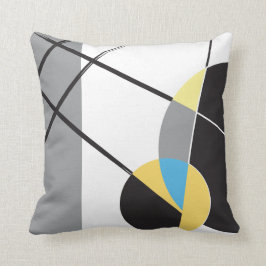 Almofada Design do abstrato moderno azul branco preto