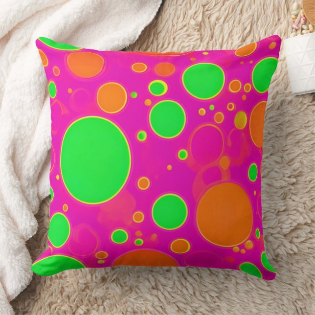 Almofada Design do círculo retrorreflector Neon Pink & Gree (Cobertor)