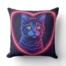 Design do Coração de Gato Neon - Amor de Gatinho B