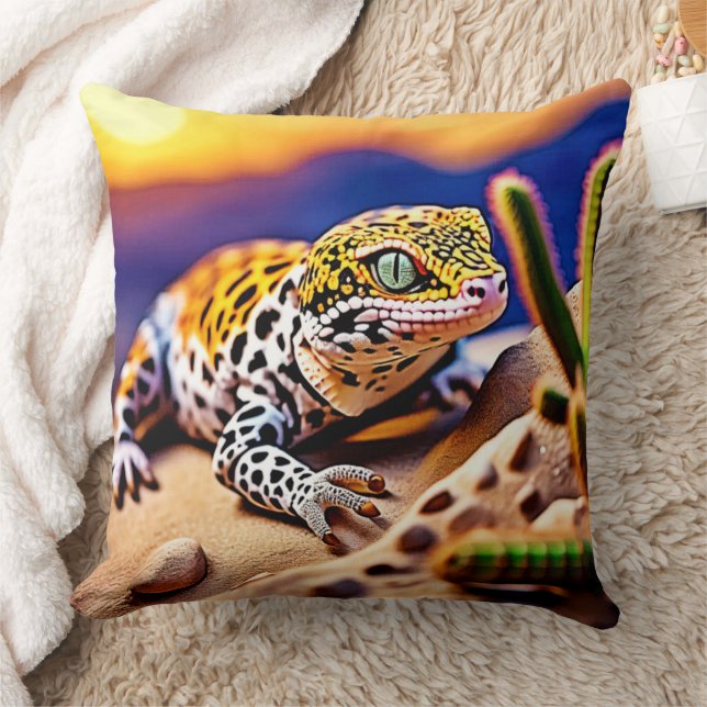 Almofada Design do Deserto do Sol, Gecko Leopardo Cujo Sol (Cobertor)