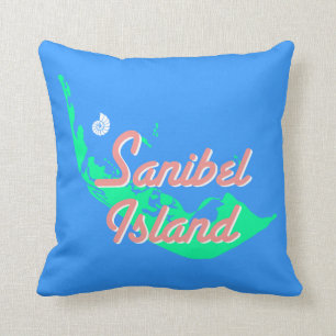 Almofada Design do esboço do mapa da ilha de Sanibel