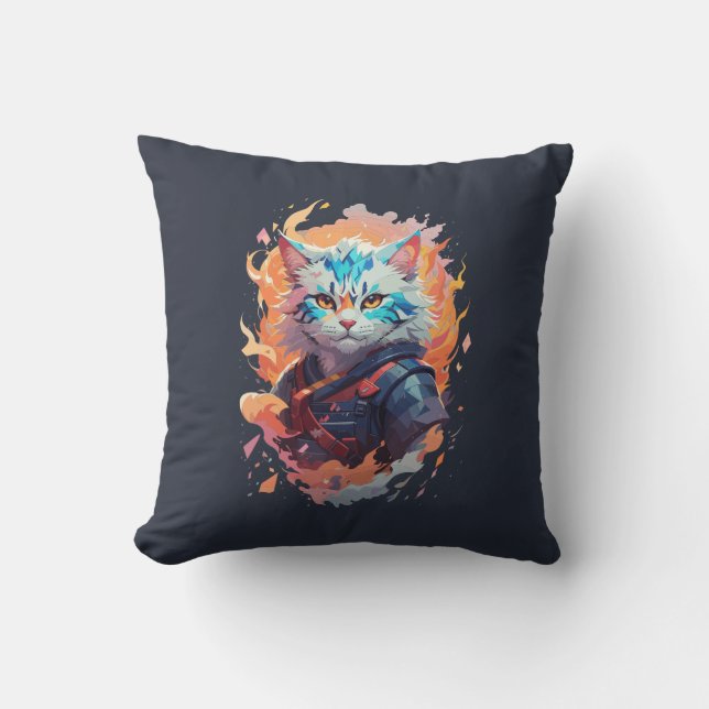 Almofada Design do Guerreiro Gato Ninja (Frente)