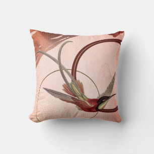 Almofada Design do Hummingbird Artístico Rosa e Maroon