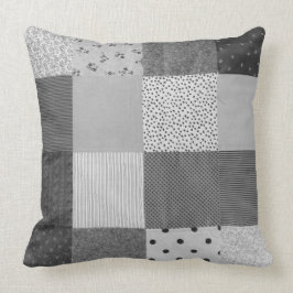 Almofada design do tecido dos retalhos do vintage preto e