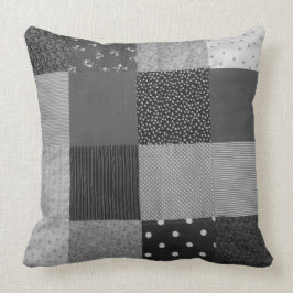 Almofada design do tecido dos retalhos do vintage preto e