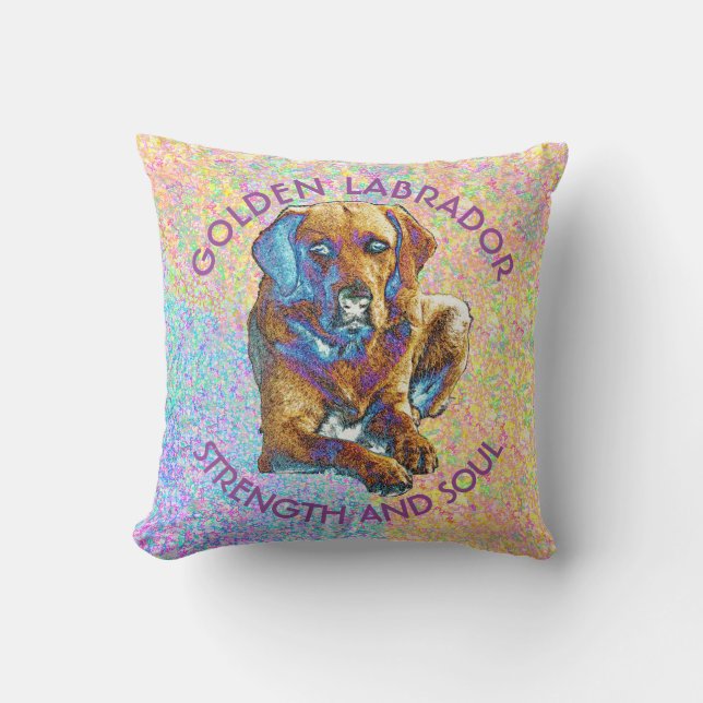 Almofada Design dourado psicadélico de labrador retriever (Frente)