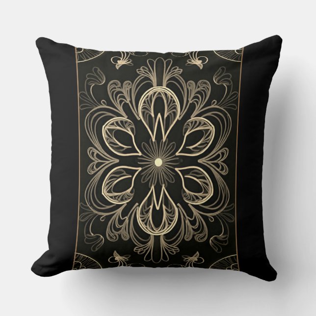 Almofada Design duplo Dourado flexível Abstrato vibrante (Frente)